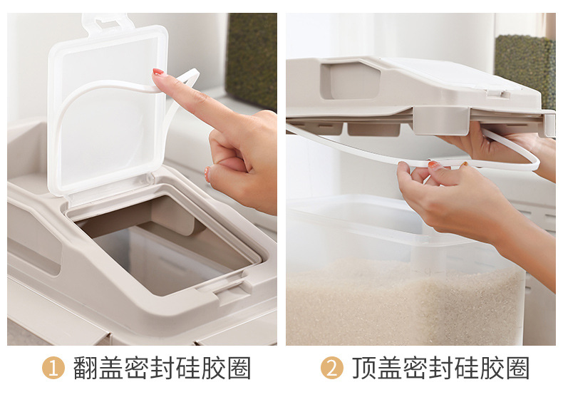 Japanese-style plastic rice bucket, 20 jin moisture-proof transparent rice storage box, household kitchen rice container, flour and grain bucket, preservation box pic 4