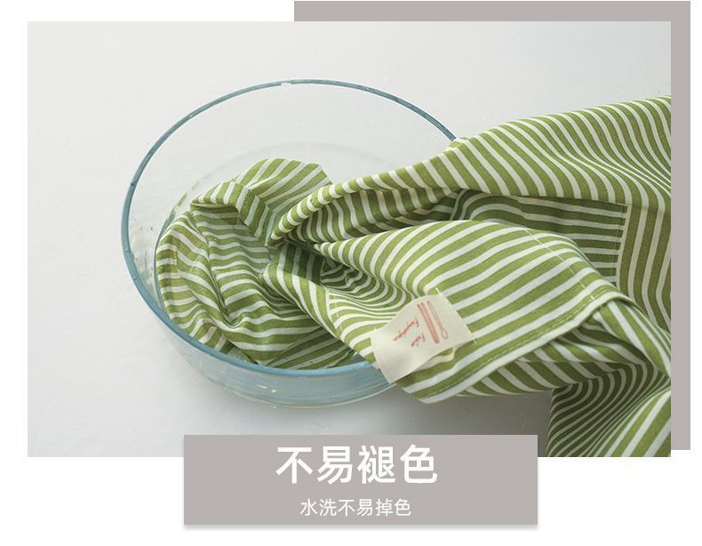 棉麻可调节条纹挂脖围裙薄款厨房家用做饭防油防污透气耐脏耐磨上班围腰新款时尚漂亮详情8