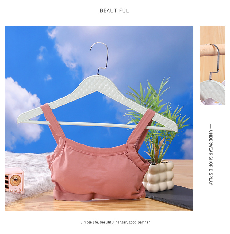Traceless clothes hanger, dormitory anti-slip clothes rack, drying rack, household plastic clothes rack, leather texture pic 6