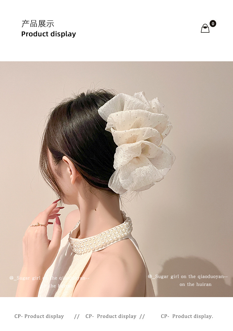 Double-sided mesh cloud bubble grab girl on the run princess head bow hair clip at the back of the head shark clip headwear pic 5
