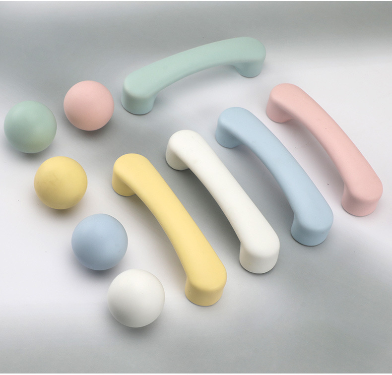 马卡龙彩色圆形拉手儿童房可爱衣柜门橱柜抽屉莫兰迪粉蓝色小拉手详情12
