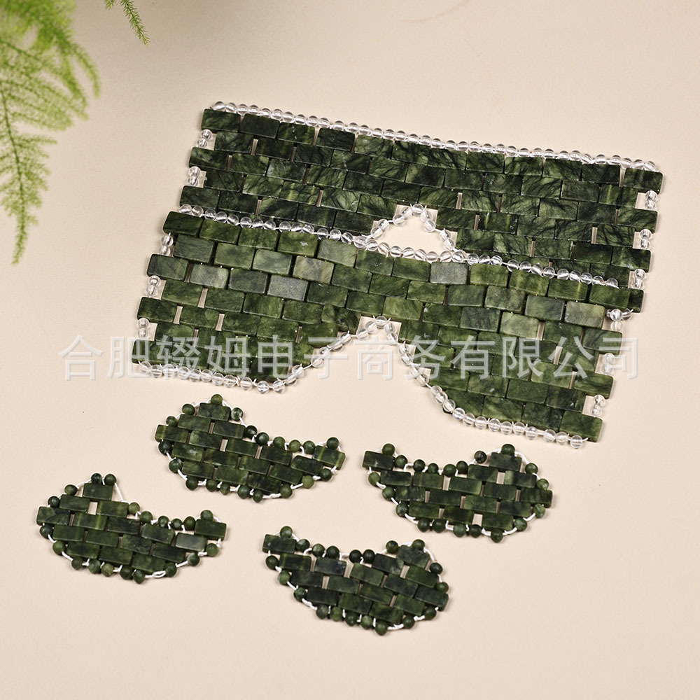 绿凤玉眼帘天然软枣绿玉手工编织美容SPA冰敷冰凉岫玉眼帘睡眠休息放松眼罩详情18