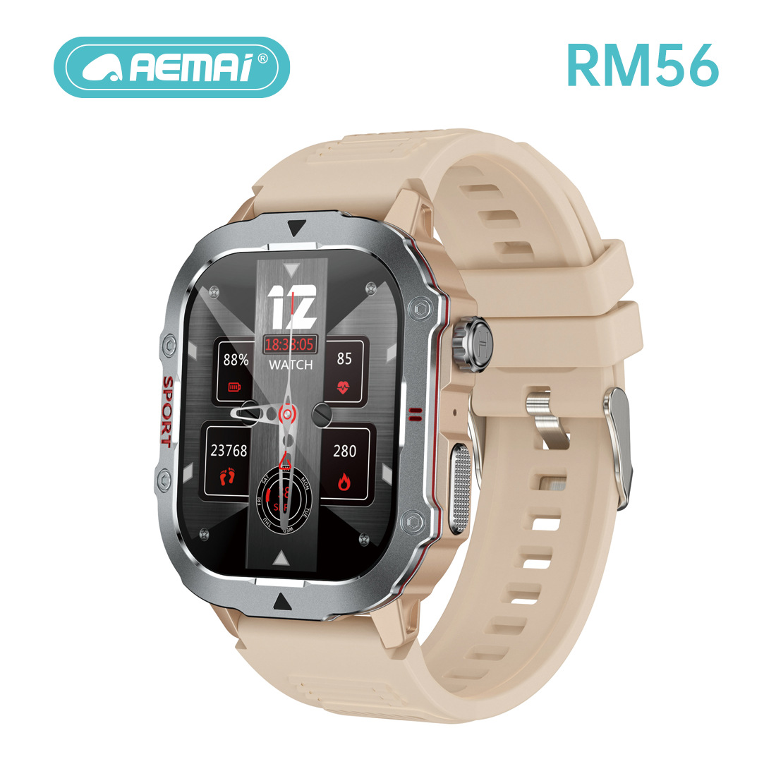 RM56跨境蓝牙手表心率运动户外手电筒智能手表通话长续航信息提醒详情5