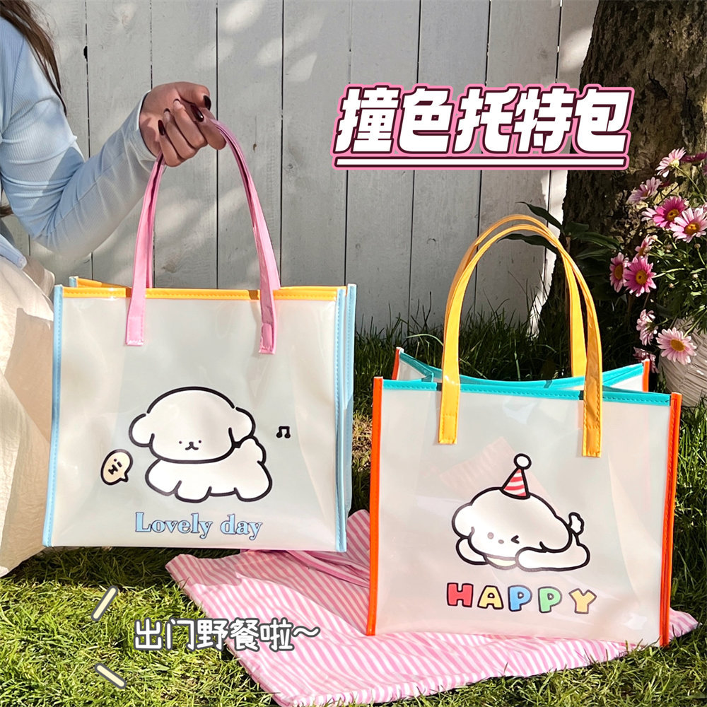 腾亿高颜值果冻沙滩包卡通手提包可爱透明防水旅行手提单肩包批发详情16