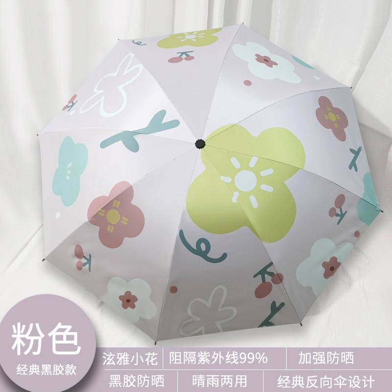 伞批发雨伞防晒遮阳伞黑胶三折反向女生太阳伞晴雨两用自动伞工厂详情65