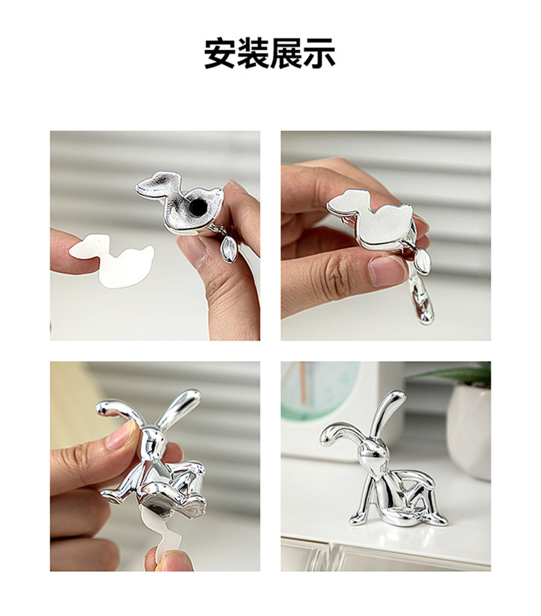 客厅电镀银长耳兔子摆件电视柜酒柜玄关家居装饰品车内个性小配件详情9