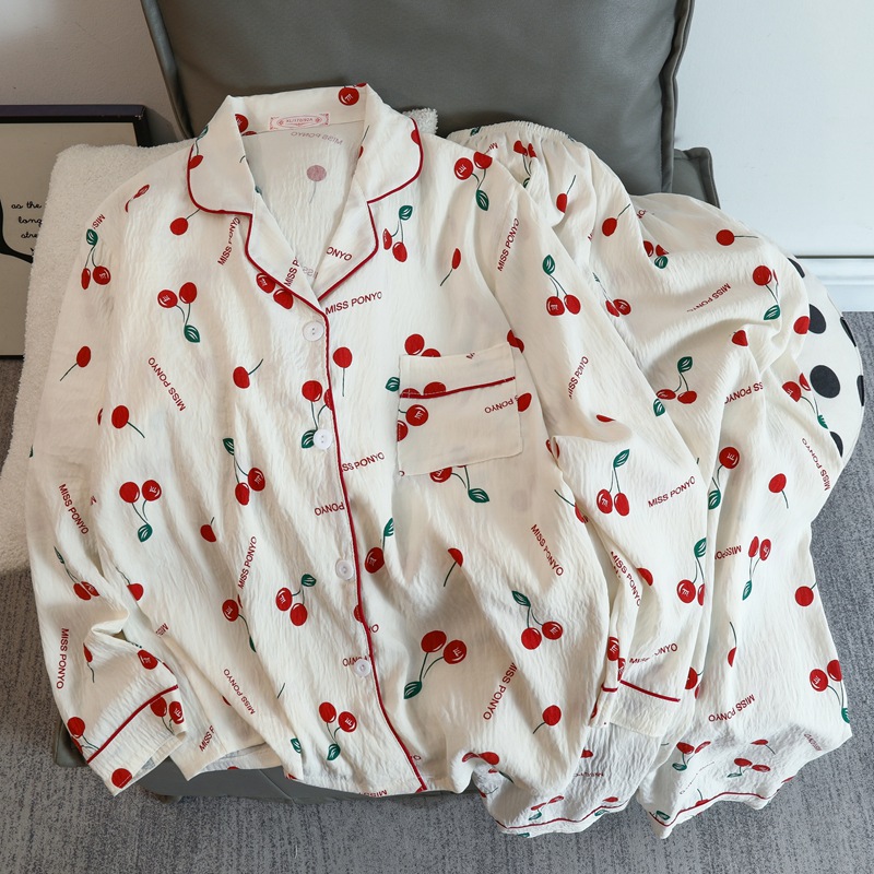 Cute cartoon mikko pajamas for girls in spring and autumn, cloud cotton long-sleeved, sweet student and Internet celebrity home wear set for summer pic 41