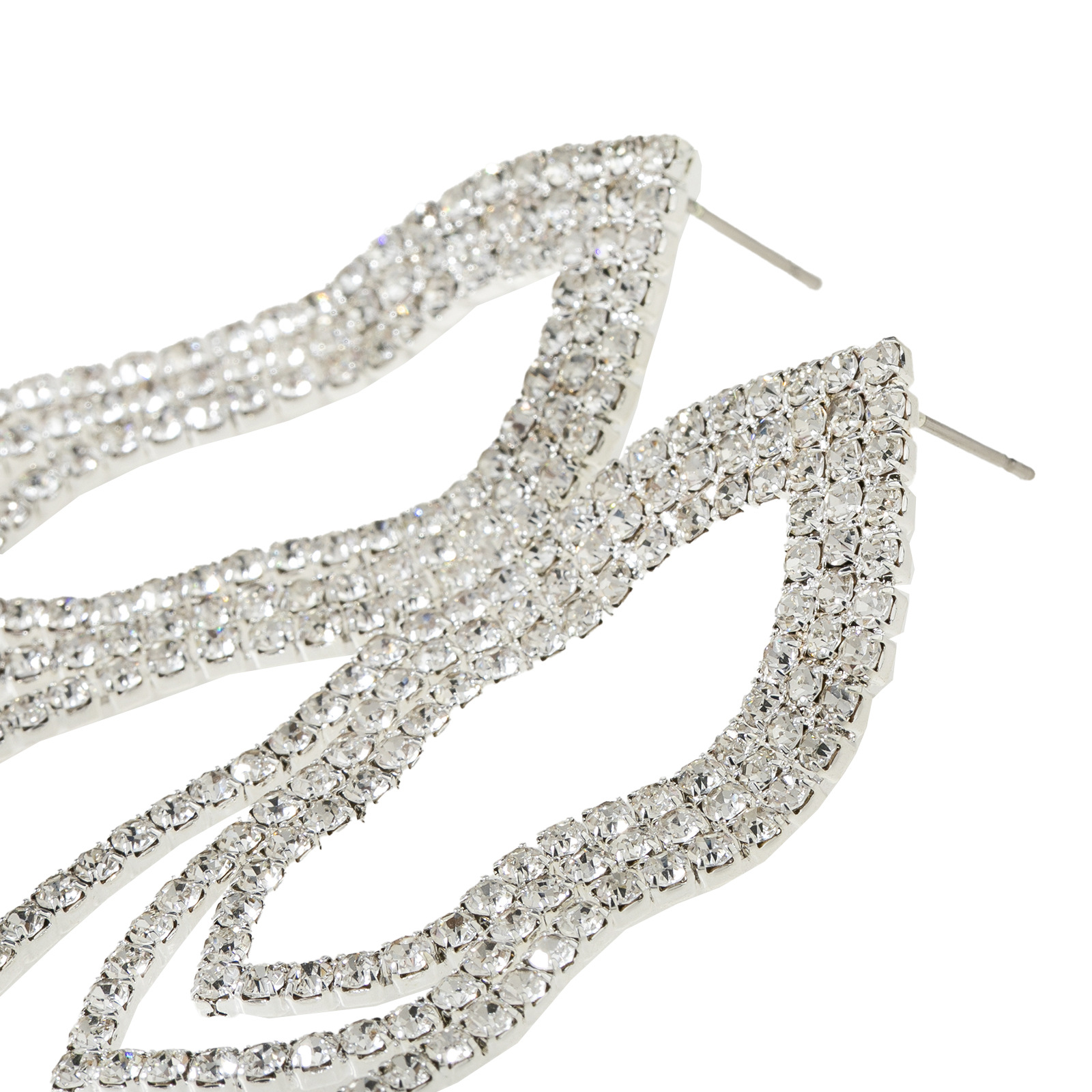 跨境新品多层几何形镶钻耳环 欧美时尚水钻流苏耳饰女配饰长款耳坠 Earrings详情8