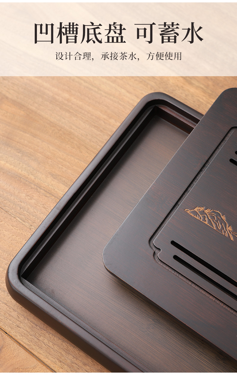 Wholesale of household small water storage trays, draining tea tables, simple rectangular bamboo tea sets, large and small sizes pic 28