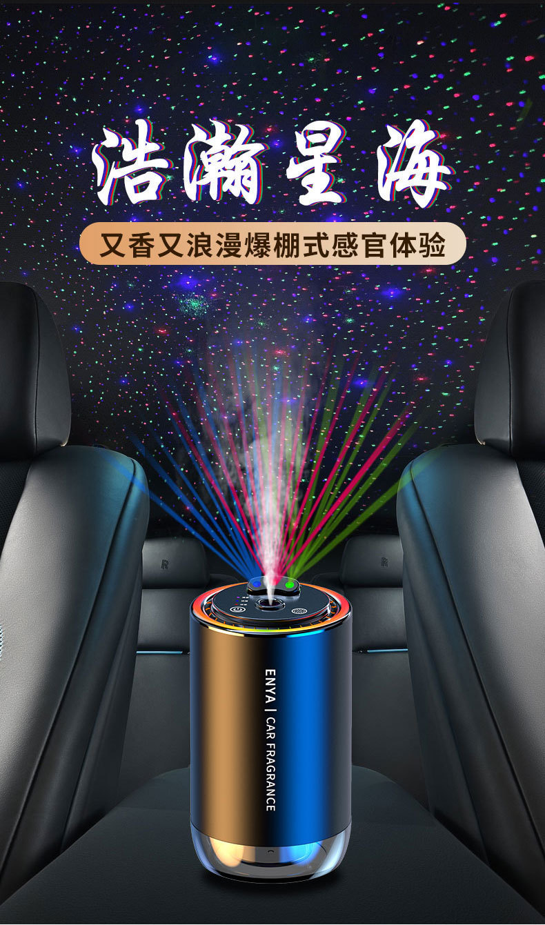 三色星空顶车载香熏喷雾氛围灯智能拾音汽车香水满天星车载香薰详情4