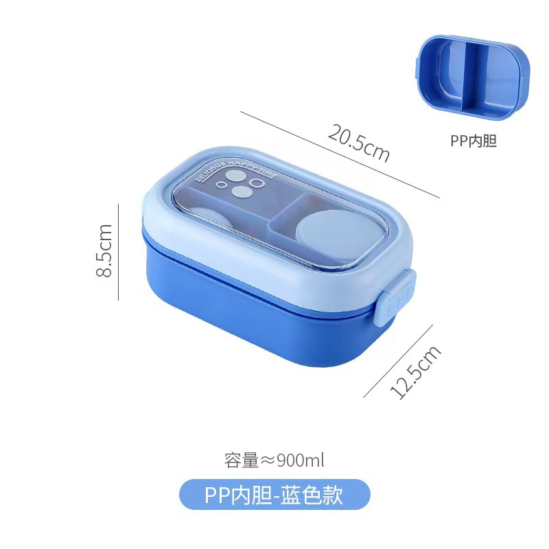 Student Japanese-style 304 stainless steel lunch box with compartments, office worker plastic lunch box with tableware pic 5