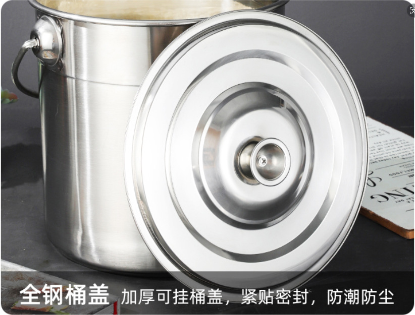 加厚款不锈钢热油桶提油桶高汤桶牛奶桶直身桶带盖加脚家用商用大详情4
