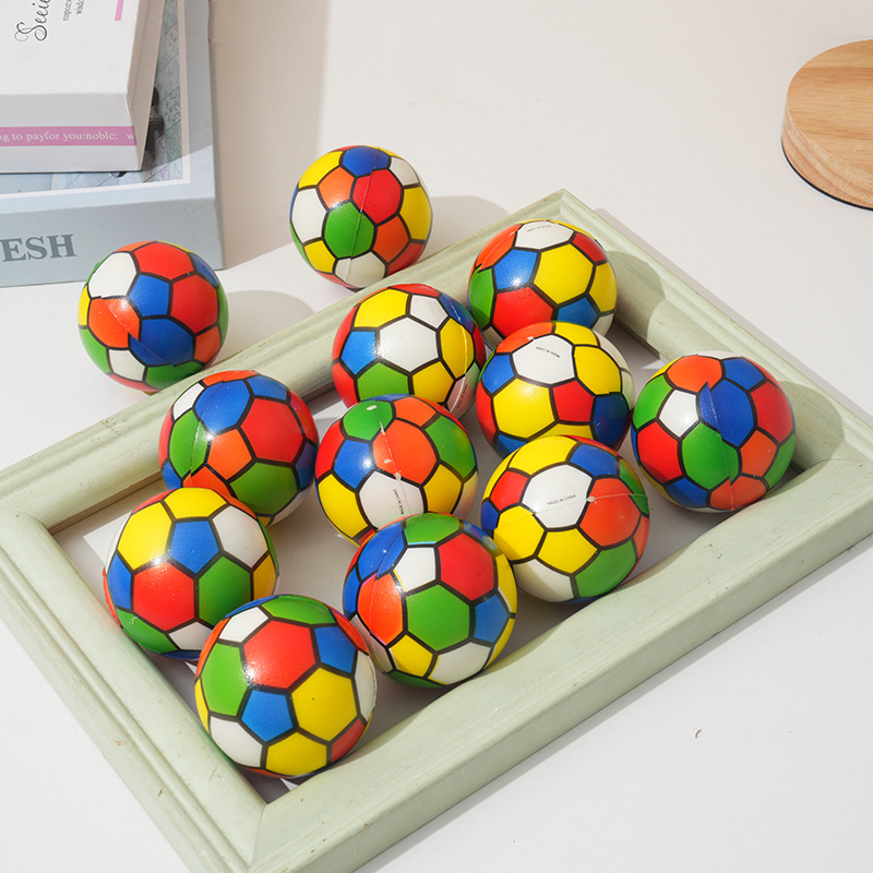 Fabricante cabello recto 6.3cm pu ball estilo de impresión de color bola elástica juguetes para niños esponja material decoración de fábrica pu ball pic 1