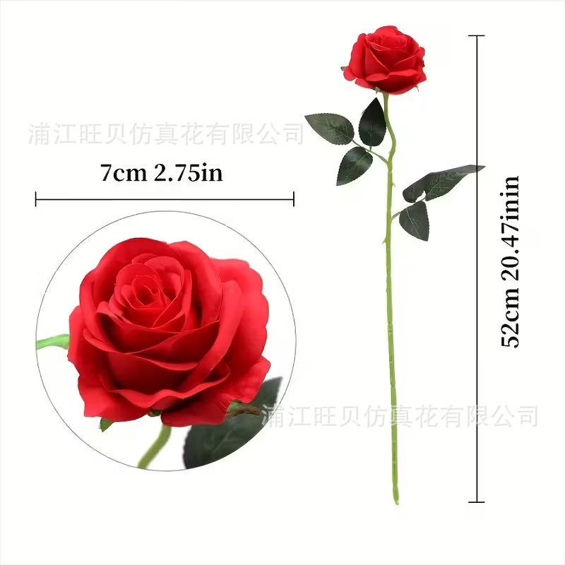 仿真绢布玫瑰花婚庆装饰仿真花七夕拍摄道具家居装饰单支假花玫瑰详情3