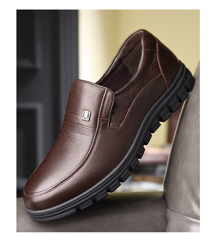 老人头正品男休闲皮鞋头层牛皮透气乐福鞋软皮款中年商务皮鞋男鞋详情19