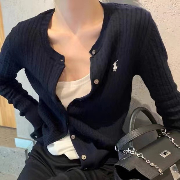 25可扫码马标拉夫女装小麻花针织开衫修身经典款polo纯色圆领外搭详情4