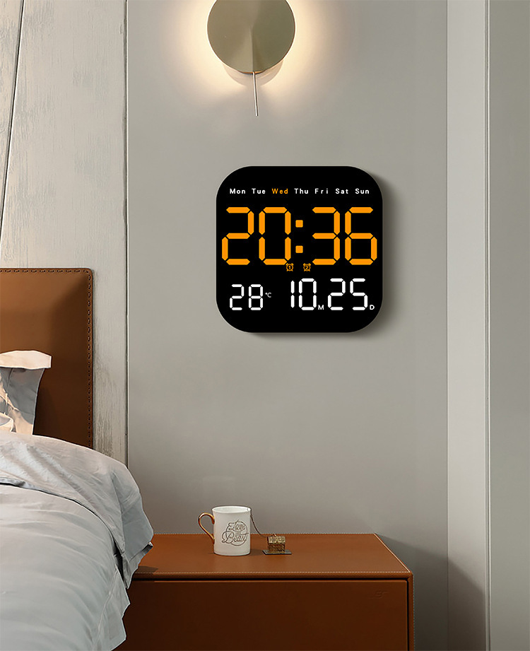 New cross-camera multi-functional clock LED electronic clock, fresh living room wall clock, can be hung or stood up, dual-purpose clock 6650 pic 39