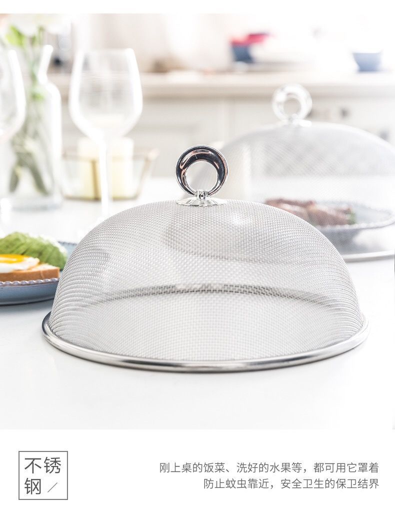 Factory direct supply of stainless steel round vegetable covers for household dining tables, mosquito-proof covers, dust-proof dining table covers, and food covers pic 12