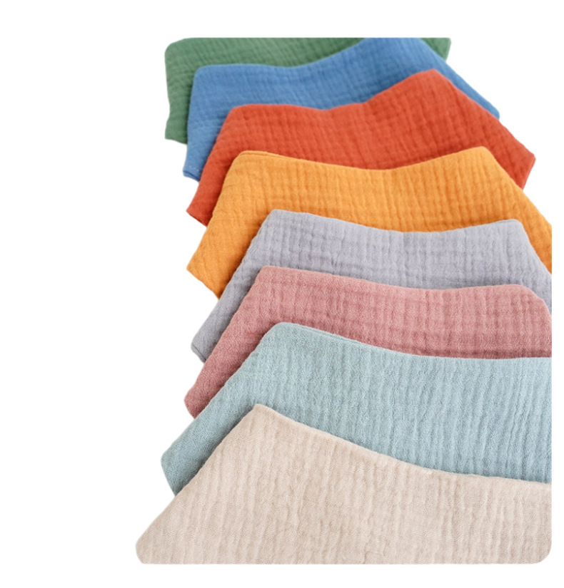 跨境亚马逊婴儿素色三角巾纯棉吸水新生儿口水巾绉布防脏透气围嘴详情11