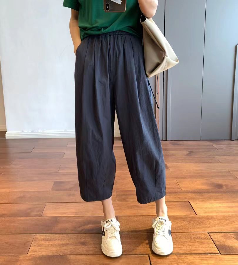 薄款阔腿九分裤女夏纯棉休闲直筒萝卜裤小个子日系显瘦宽松工装裤详情27