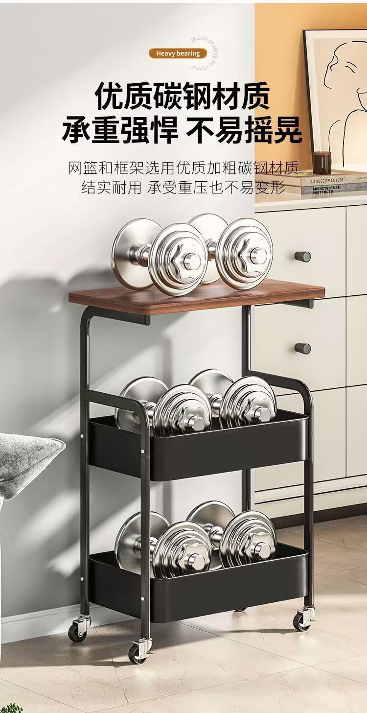 小推车置物架复古风落地带轮可静音移动多层零食架沙发茶几置物架详情6