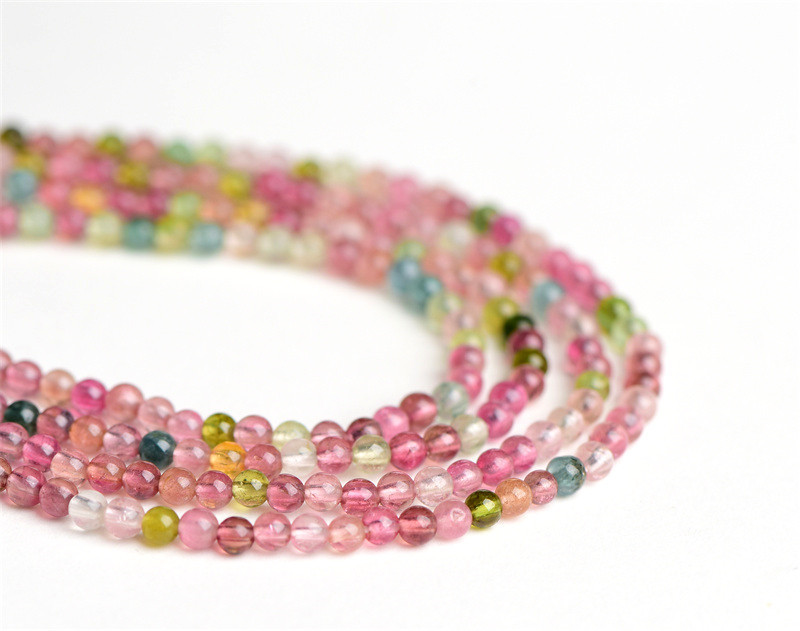 Jiuya Crystal Natural 7A Grade Small Particle Tourmaline Loose Beads Seven-color Tourmaline round Beads Ring Accessories wholesale pic 9