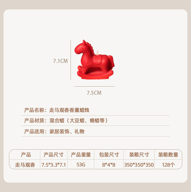 26年新年国风礼物马年造型蜡烛走马观香原创版权木马香薰蜡烛批发详情3