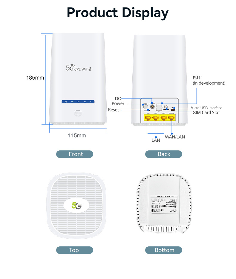 企业工业级 全网通 全千兆网口5G无线WIFI双频插卡路由器WIFI6详情16