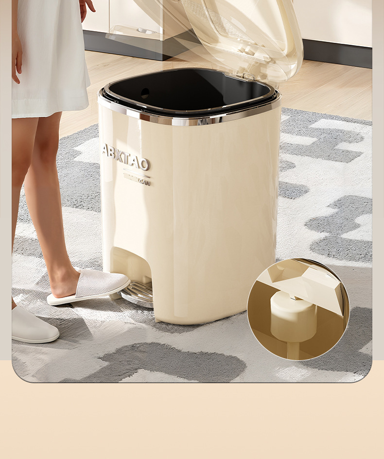 垃圾桶家用客厅高级感大号大容量厕所防水按压脚踏式双开盖垃圾桶详情9