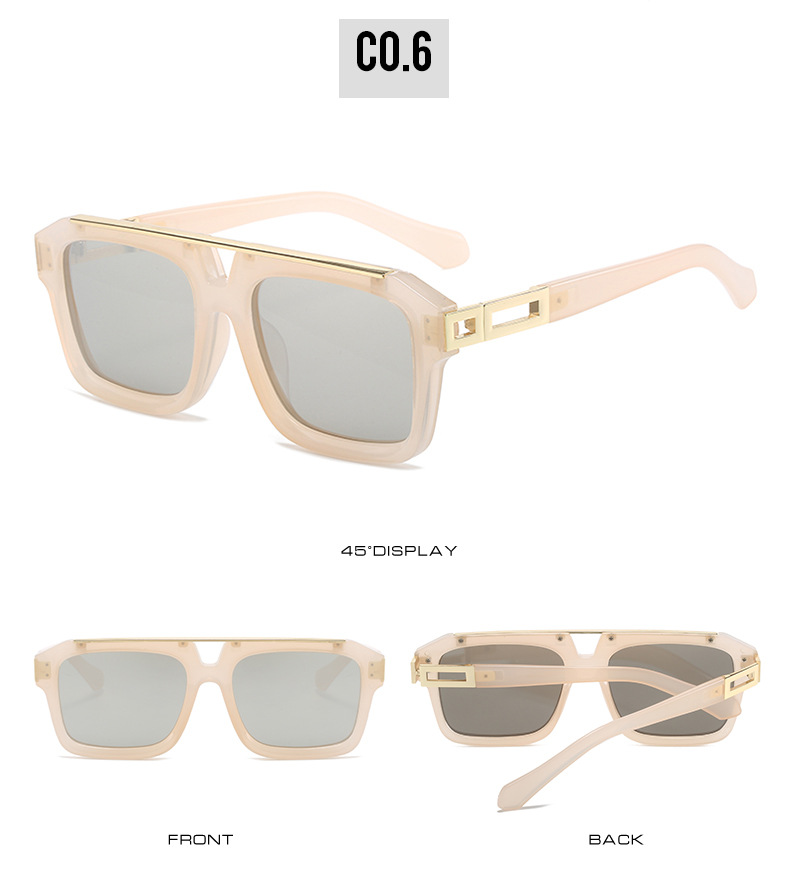 2023新款复古双梁太阳镜男款 欧美时尚方框百搭金属潮流墨镜女款UV400防紫外线跨境热销太阳镜详情12