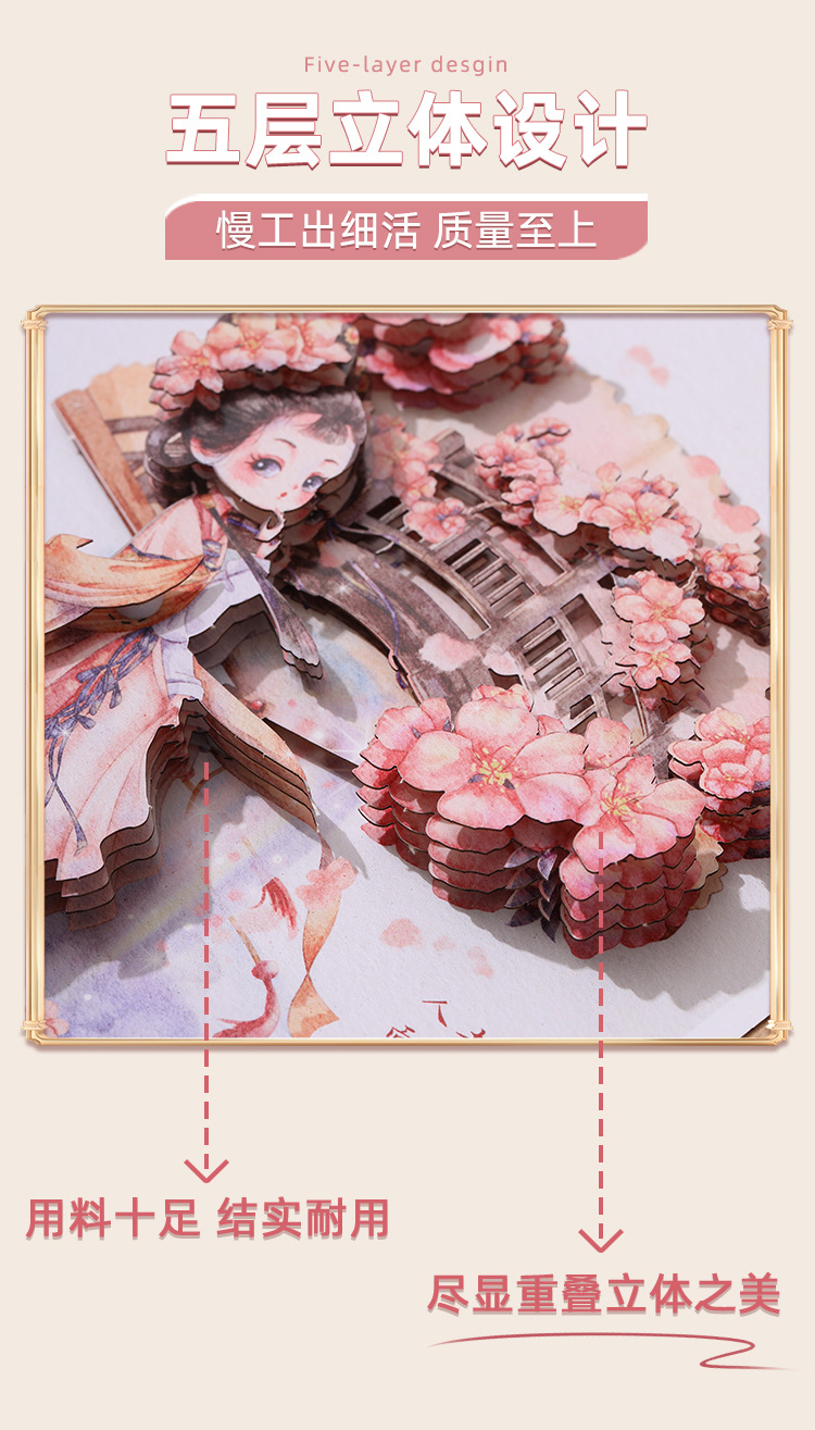 创意国潮12花神3D立体相框画家居摆件文创纸雕画手工DIY拼图批发详情6