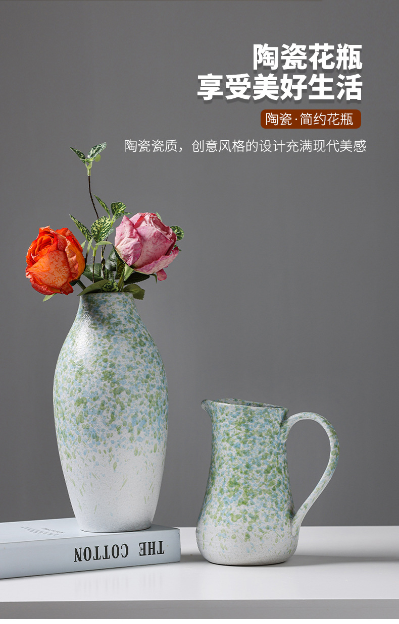 2025 Chinese-style retro ceramic jars, decorative vases, dried flowers, hydroponic, hotel, home, living room, entrance hall, flower arrangement ornaments, a sense of high-end pic 1