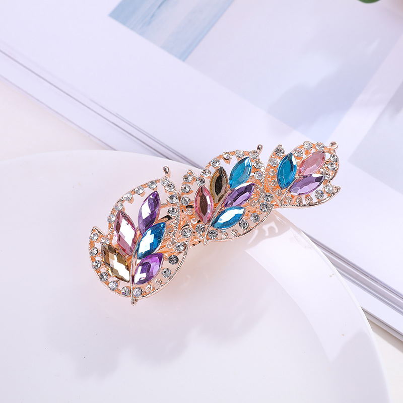 发夹高级感小香风马尾夹女士超闪轻奢水钻顶夹水晶盘发后脑勺头饰详情3