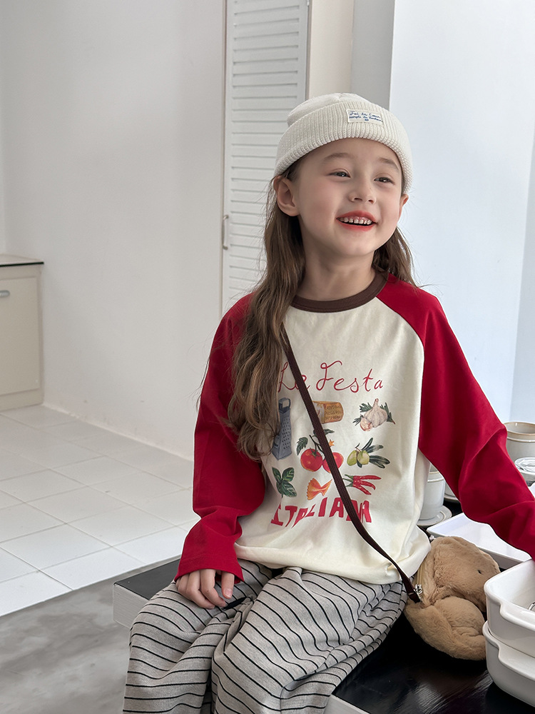 2024秋季新款儿童秋装长袖T恤上衣女童宝宝230克卡通插肩打底衫潮详情36