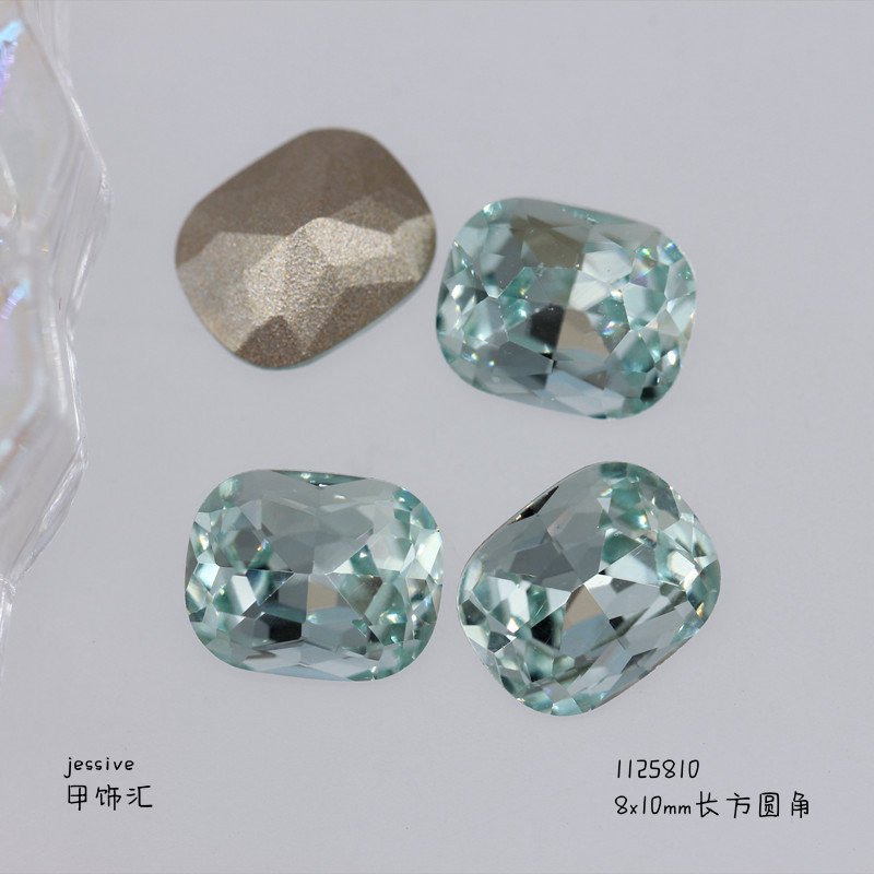 新款饰品K9淡粉蓝多切面尖底钻异形水晶歪心华子同款指甲饰品批发详情16