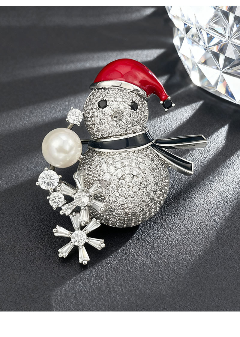 Christmas gift: A stylish and high-end three-dimensional zirconium-inlaid snowman brooch, a copper alloy zirconium-inlaid oil-drip pin, and other clothing accessories pic 13