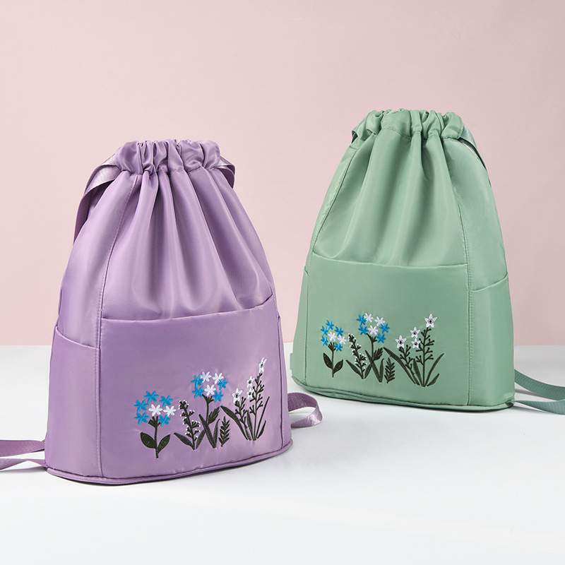 New embroidered Oxford drawstring backpacks with large capacity, fashionable outdoor trend, travel folding backpacks, cross-border wholesale pic 28