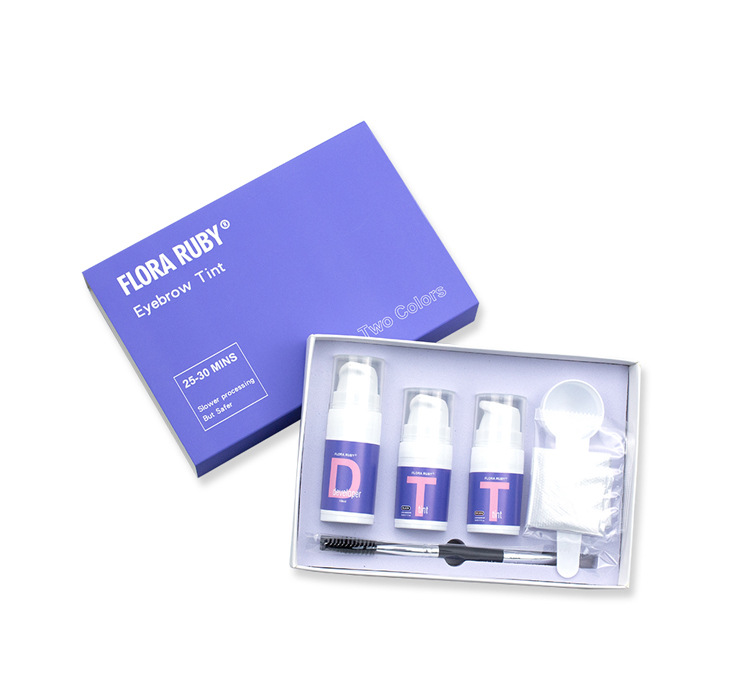 Cross-border Makeup FLORA RUBY Eyebrow Dye Cream Set, Beauty salon Quick-drying Natural Eyebrow dye and perming cream wholesale pic 8