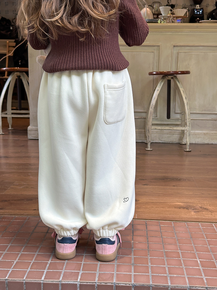 【加绒加厚】儿童卫裤冬季男女童韩版刺绣爱心宽松休闲运动裤详情35