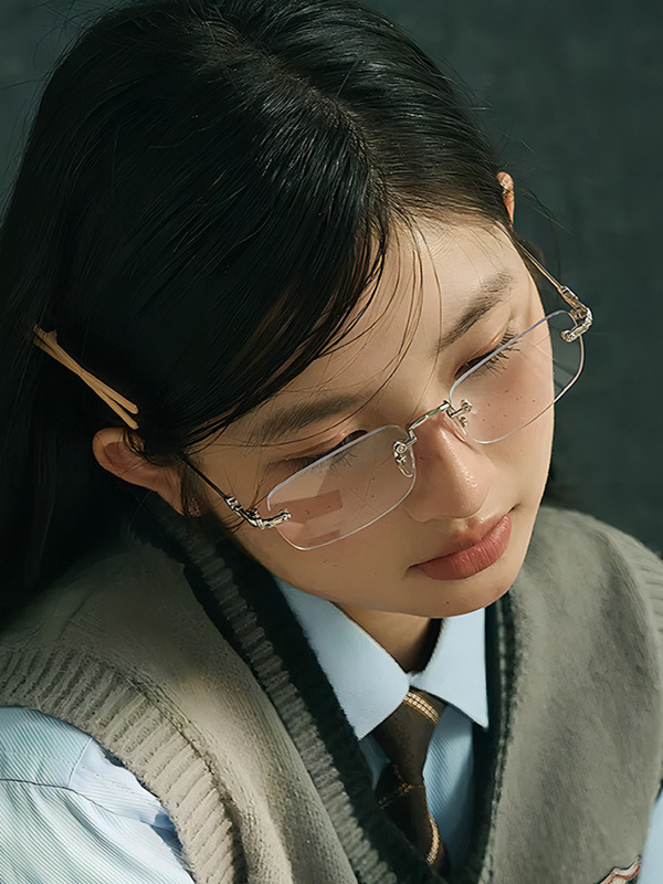 2025春季新款柳智敏同款无框眼镜女清冷高智感无边框御姐可配近视详情14