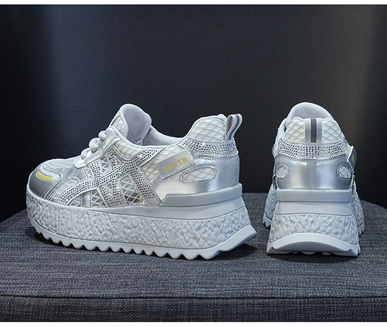 小个子厚底小白鞋女2025夏款轻奢爆款浅口透气运动增高休闲老爹鞋详情20