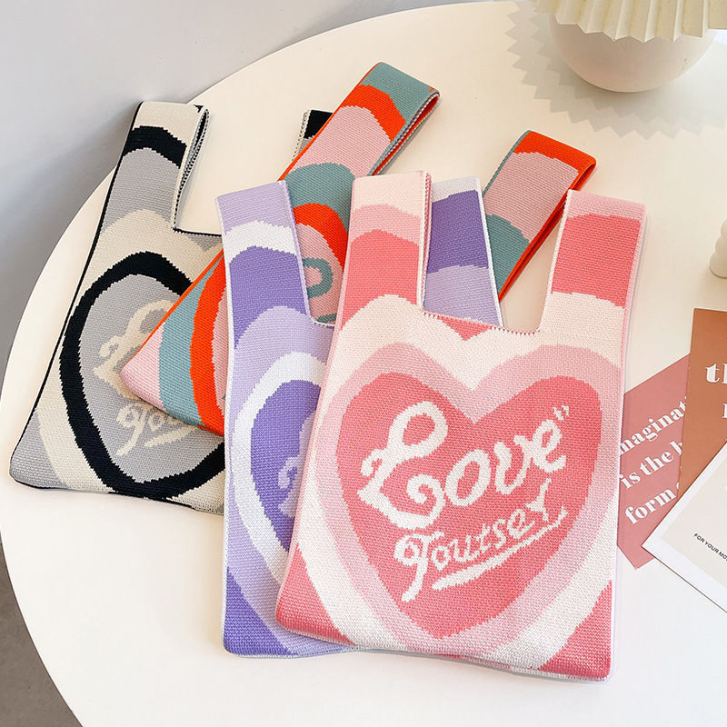 女士针织包多巴胺小包包手机包托特包针织包时尚卡通针织手提袋详情15