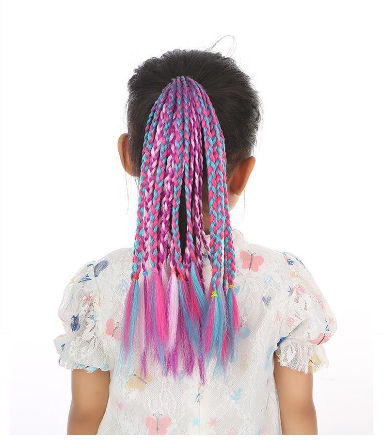 Colorful braids for children, hip-hop gradient short braids, hair bands, ponytails, dreadlocks, wigs, European and American Tibetan hair accessories pic 25