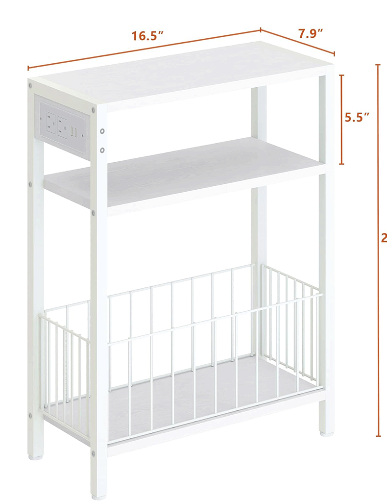A few tables beside the sofa, modern and simple style, with storage baskets and sockets, small space living room, movable beside the sofa pic 5