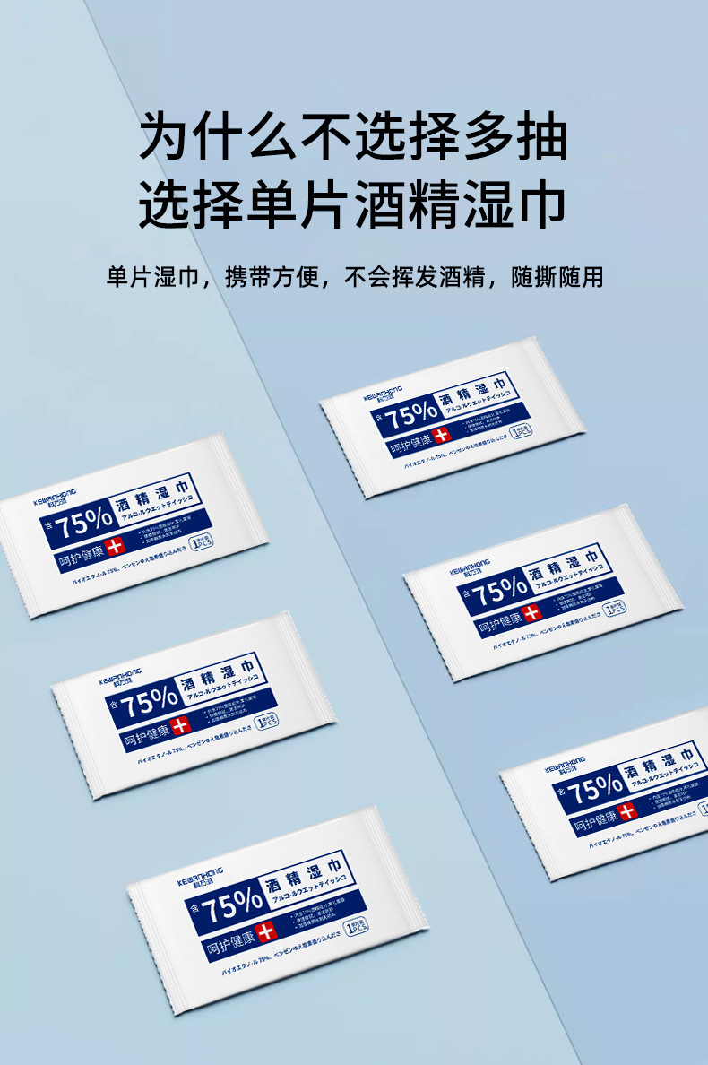 酒精湿巾棉片便携式独立小包装一次性免洗湿纸巾批发便携独立装详情4