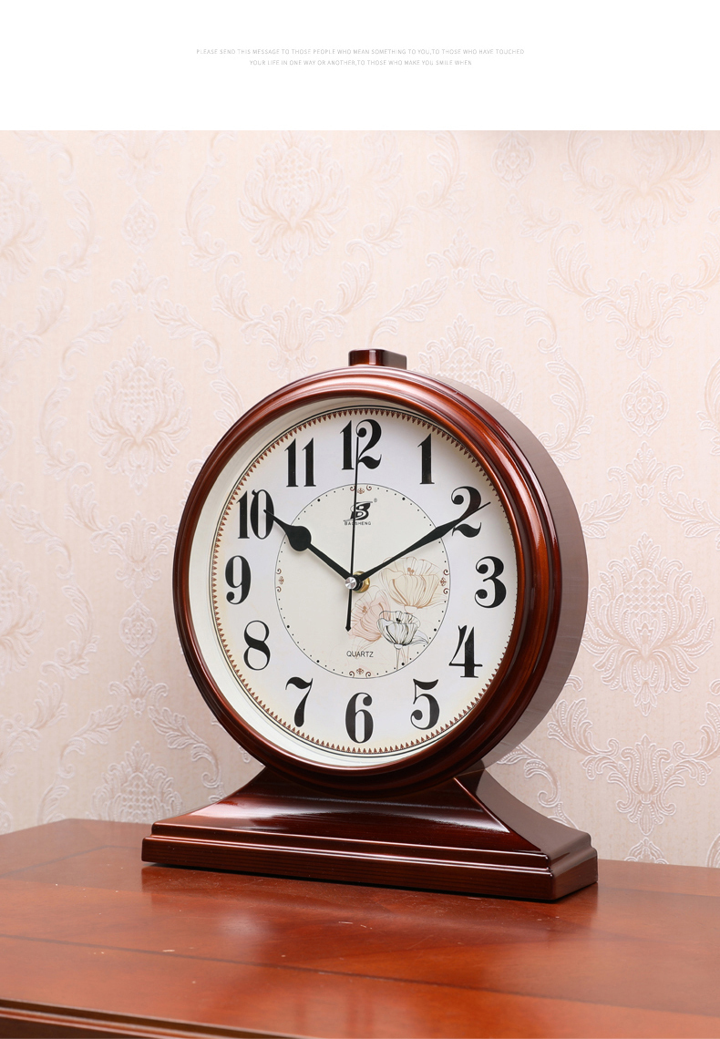 A12摆钟客厅家用石英台式座钟复古桌面钟表坐钟时间摆放式时钟摆详情10