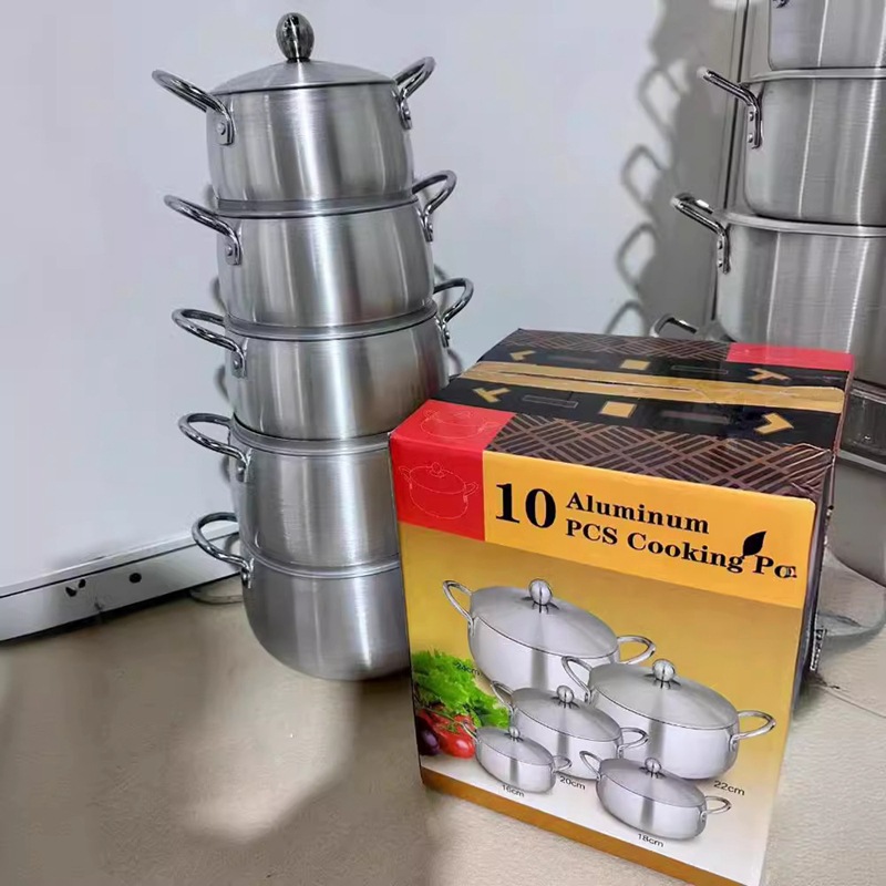 Aluminum pots Middle East and Africa Aluminum Lid Set Soup Pot Sanding pot 10-piece set 16/18/20/22/24 pic 13