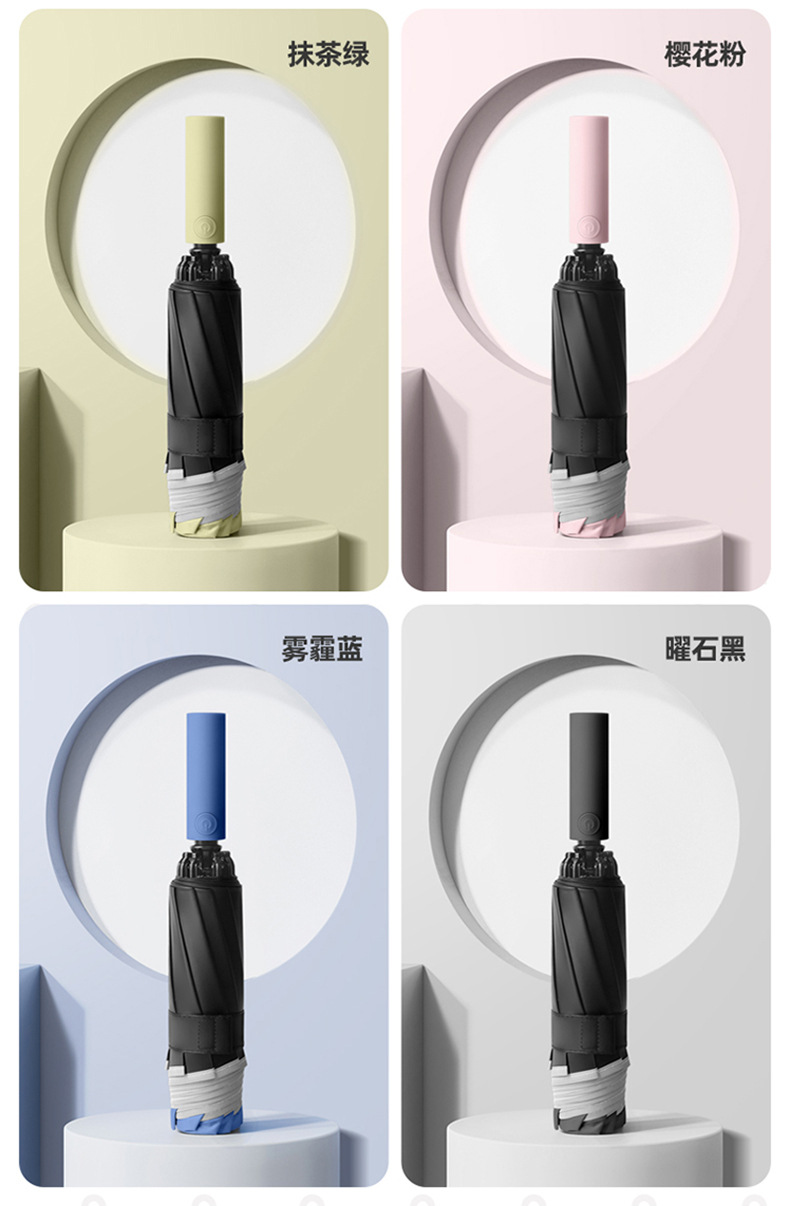 全自动大号折叠反向伞批发晴雨两用黑胶雨伞防晒防紫外线伞礼品伞详情16