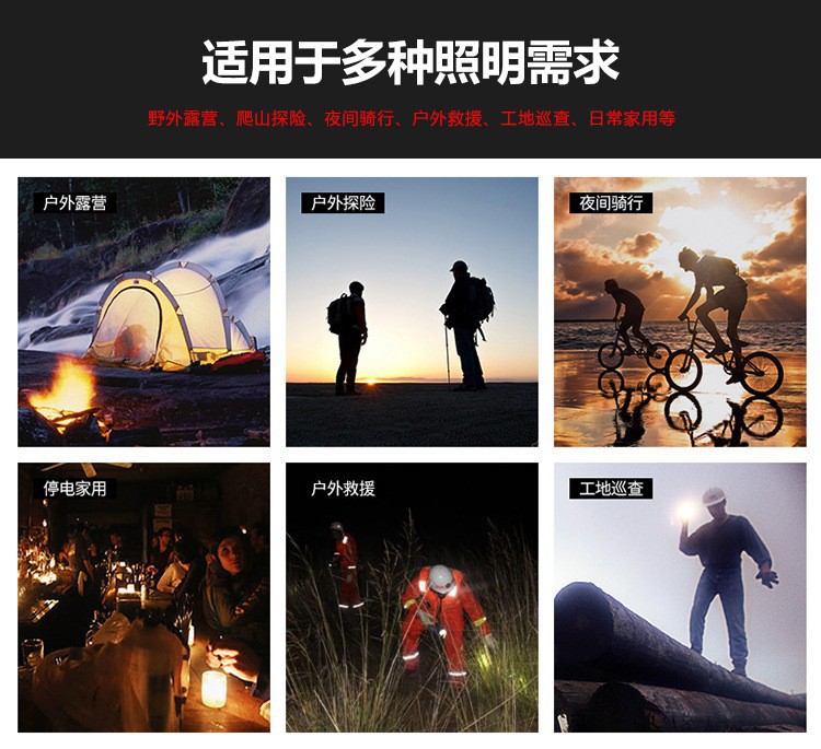 手电筒强光户外充电P50多功能战术手电便携应急白激光手电筒详情9