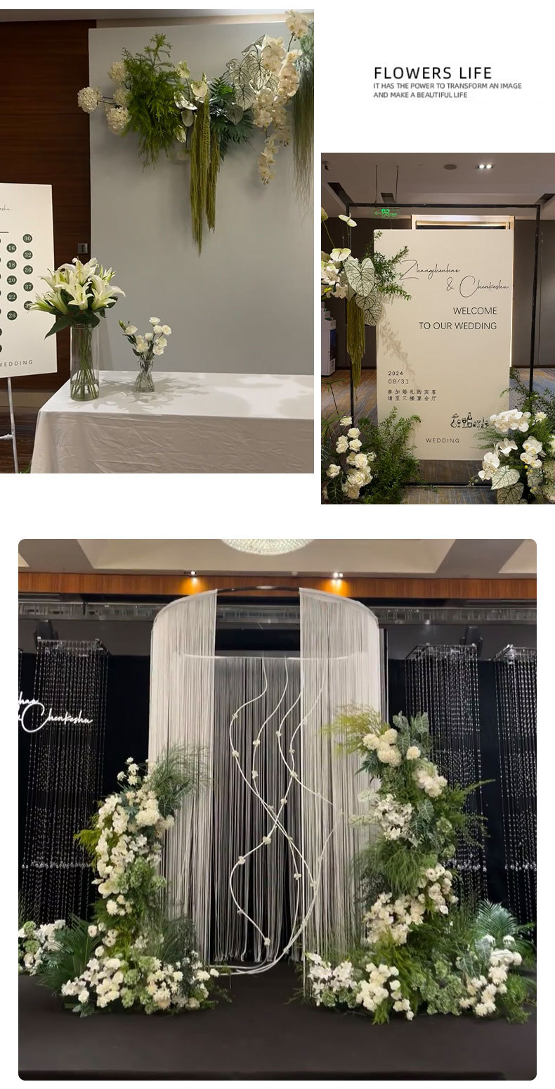 白绿色森系仿真花婚庆用花绿色地排花材婚礼仿真绿植户外假花布置详情11